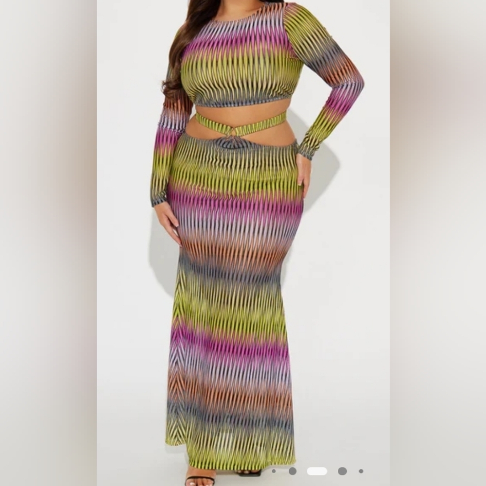 NWT Fashion Nova Electric Soul Skirt Set - Multi Color 3X